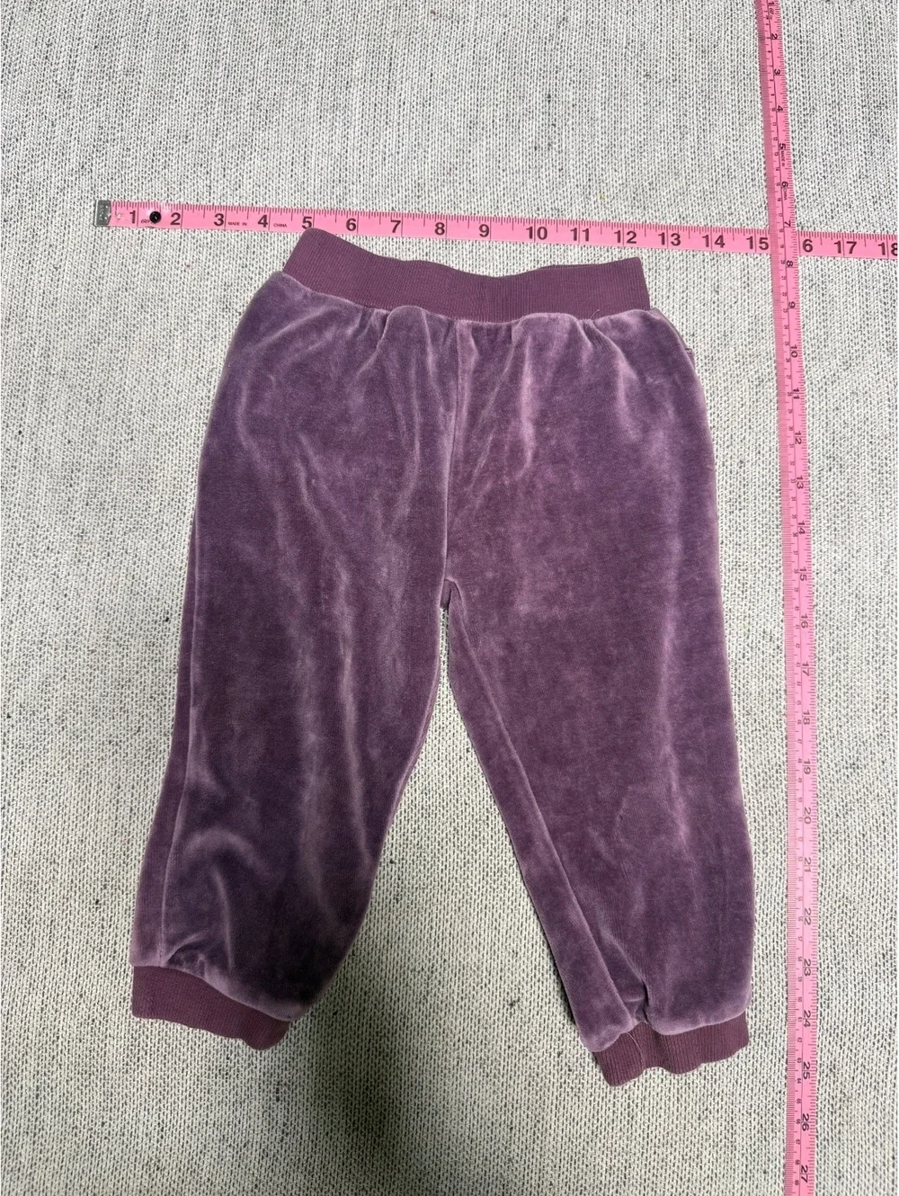 RuffleButts Girls Purple Velour Ruffle Back Pants 2T